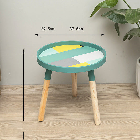 Compact Nordic Living Room: Round Coffee Table and Mini Bedside Table Rekea Furnitures