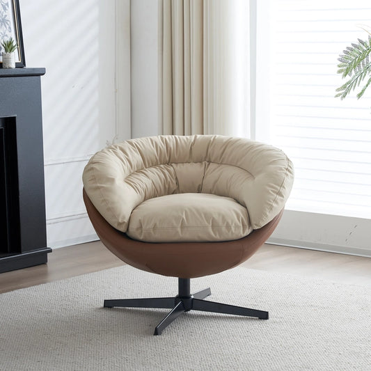 Swivel Barrel Accent Chair with Plump Seat and Detachable Cushion