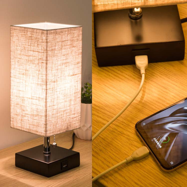 Linen Square Table Lamp: Ideal for Study and Bedside Tables Rekea Furnitures