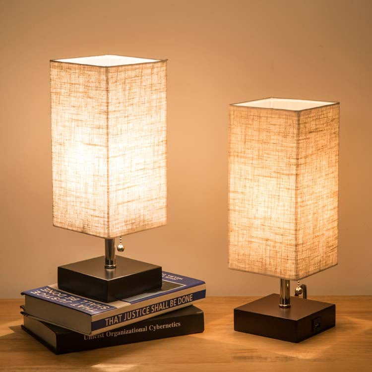Linen Square Table Lamp: Ideal for Study and Bedside Tables Rekea Furnitures