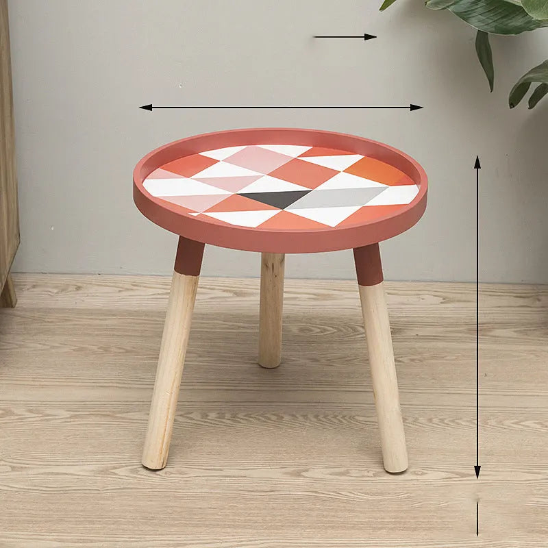 Compact Nordic Living Room: Round Coffee Table and Mini Bedside Table Rekea Furnitures