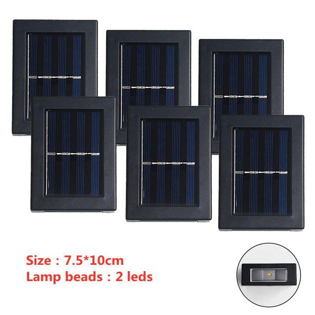 Waterproof Outdoor Solar Wall Lamp with Up and Down Luminous Lighting - Set of 6 LEDs
