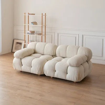 White Modular Lambswool Sofa for Stylish Living Rooms Rekea Furnitures