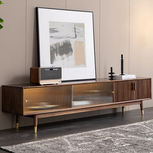 Nordic Black Walnut TV Cabinet: Modern Solid Wood Light Luxury Storage Rekea Furnitures