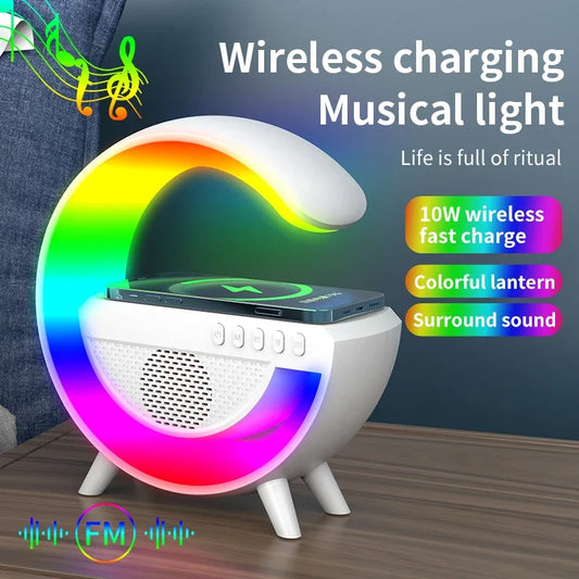 RGB Wireless Charger Stand with Bluetooth Speaker - Fast Charging Station