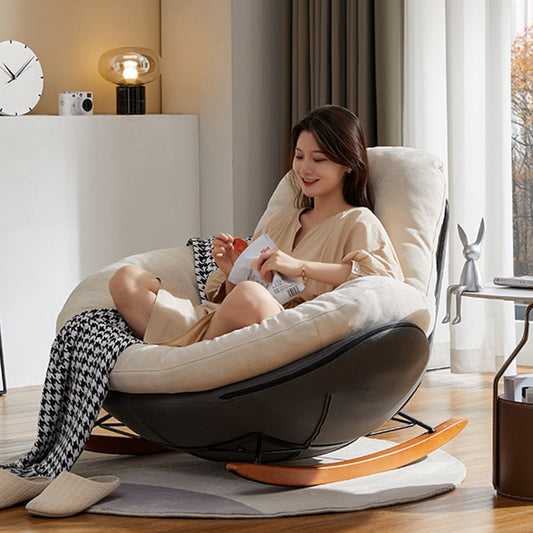 Nordic Rocking Egg Chair: Modern White Comfort for Kids' Activities and Living Rooms Rekea Furnitures