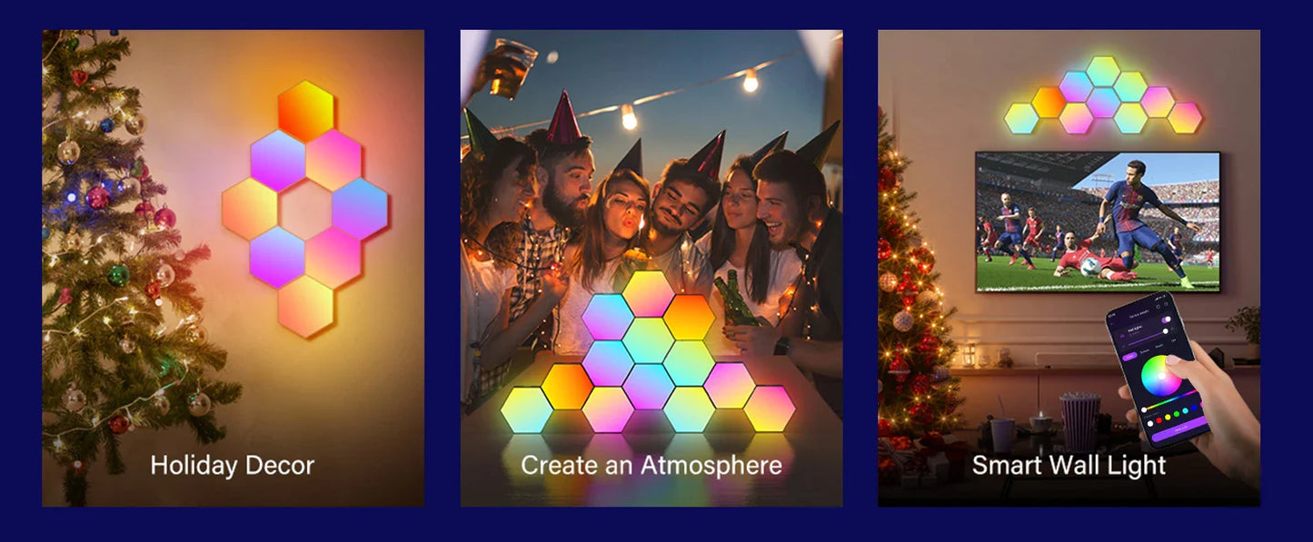 Hexagonal Smart Ambient Night Wall Lamp: Color-Changing Brilliance